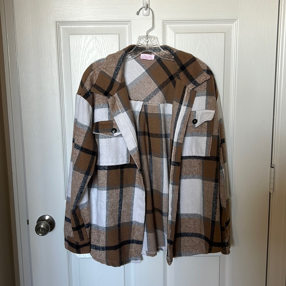 Plaid pink lily shacket